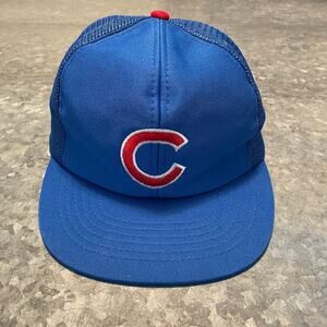 Vintage Chicago Cubs Mesh Snapback Trucker Hat Mens M/L Green Brim UII MLB Retro